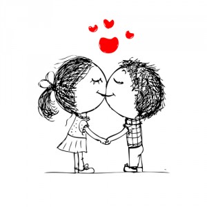 Couple kissing, valentine sketch for your design